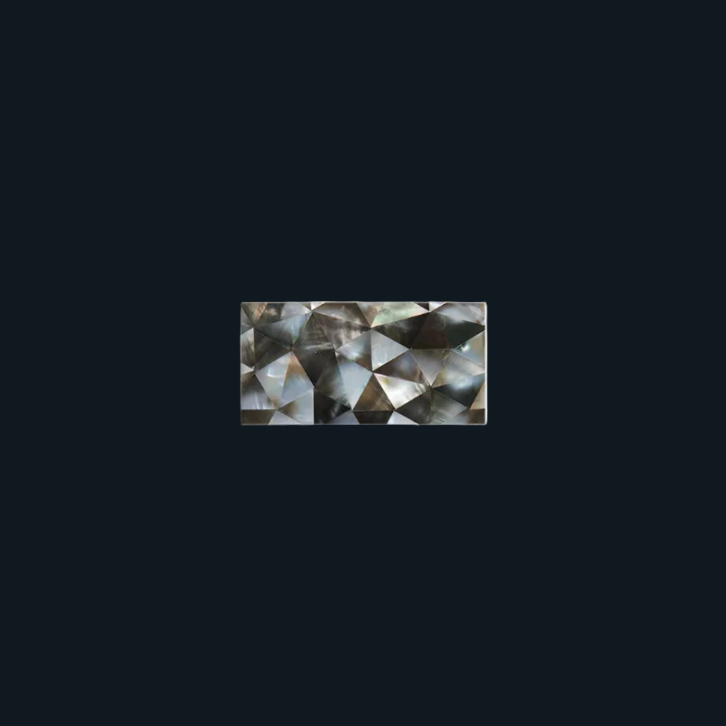 MOP107-150 - 150x75mm SOLID SHELL TILE - BLACK MOP - CRAZY - OCEAN SHELL STUDIOS