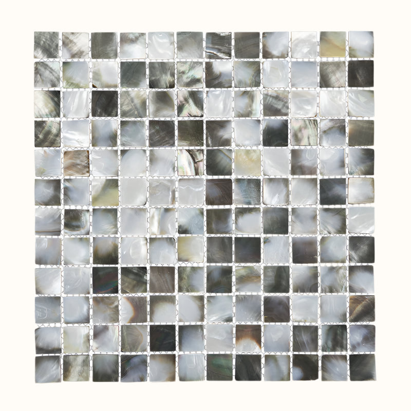 MS202-25 - 25x25 on backing 318x318mm SOLID SHELL MOSAIC TILE BLACK MOP - OCEAN SHELL STUDIOS