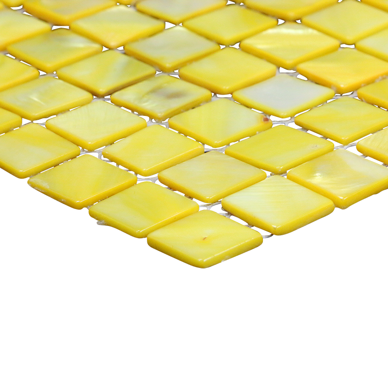 MSDY-15_3 - SOLID SHELL MOSAIC TILE - MOP DYED - YELLOW - OCEAN SHELL STUDIOS