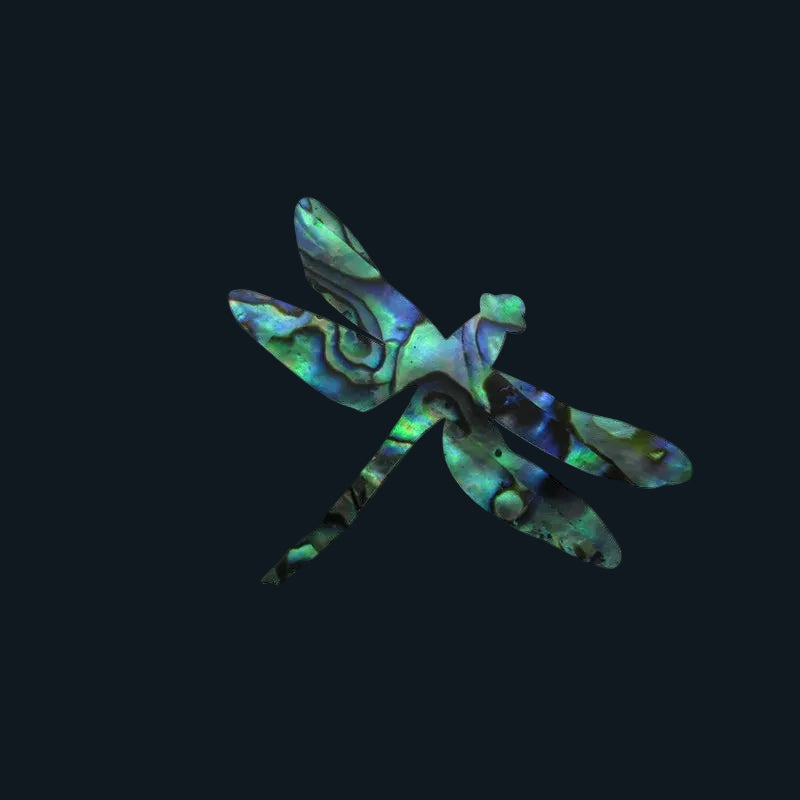 ZSPDFL - Large 45x37mm (12pcs) GLOSS PAUA VENEER SHAPE - DRAGONFLY - OCEAN SHELL STUDIOS