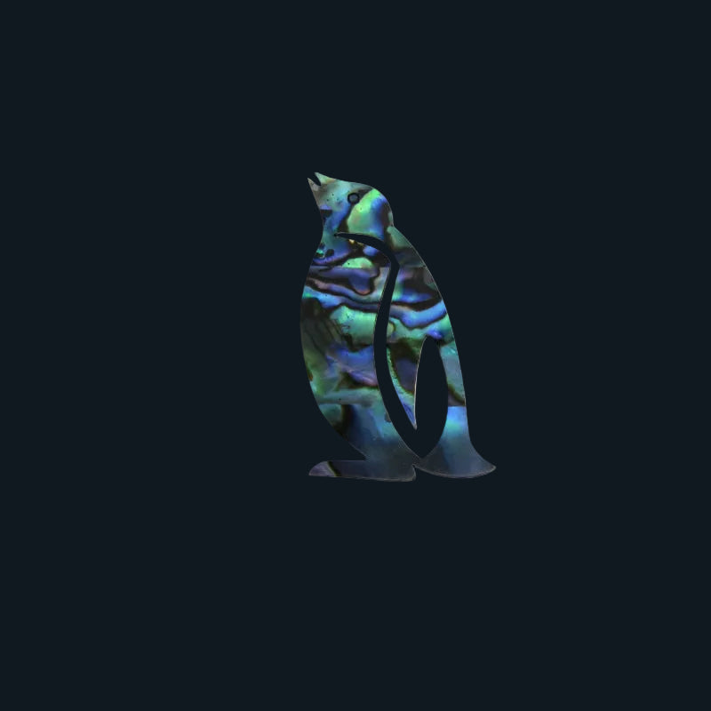 ZSPPG - GLOSS PAUA VENEER SHAPE - PENGUIN - OCEAN SHELL STUDIOS