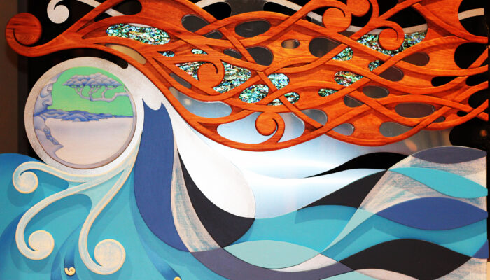 Modern Maori Art with Paua Veneer Inserts