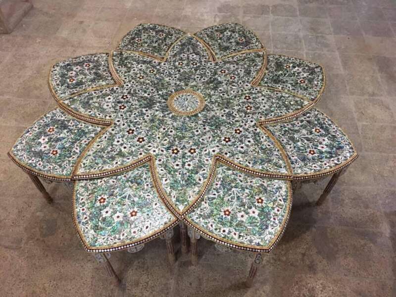Coffee table with shell mosaic