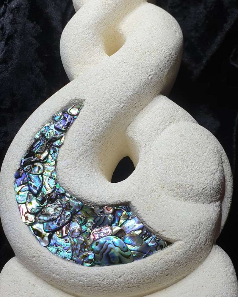 Paua Inlay in Oamaru Stone