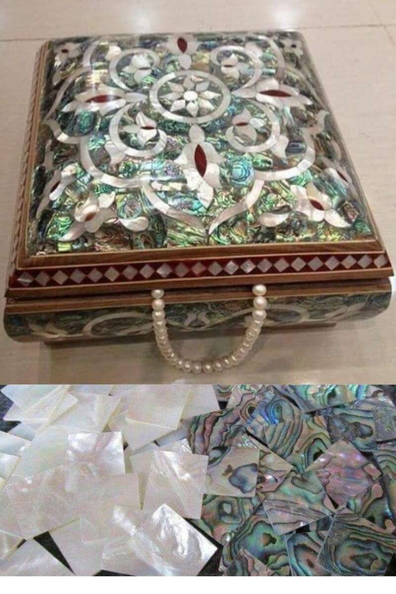 Mother of Pear and Paua Mosaic on Handbag- Syria