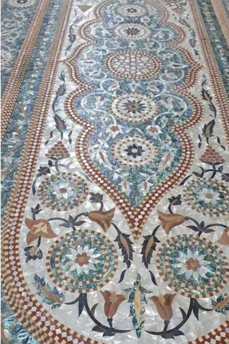 Paua and Mother of Pearl Mosaic Table - Syria
