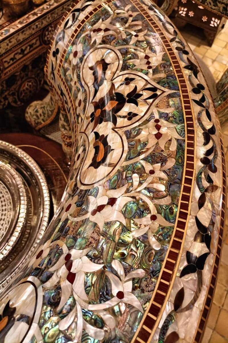 Ornate White Mother of Pearl and Paua On Luxury Armchair- Dubai