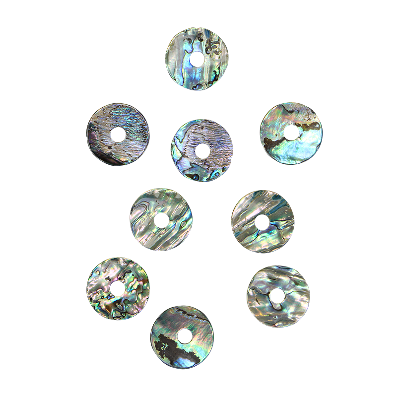 BPCCCGT35 - 35mm (12pcs) PAUA - CIRCLE CENTERED HOLE - NATURAL CURVE, GROUND BACK, TUMBLED POLISHED - OCEAN SHELL STUDIOS