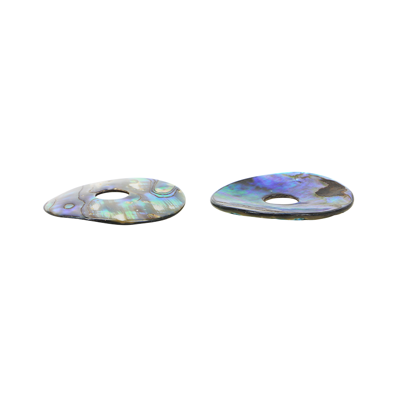 BPCCCGT35_2 - PAUA - CIRCLE CENTERED HOLE - NATURAL CURVE, GROUND BACK, TUMBLED POLISHED - OCEAN SHELL STUDIOS