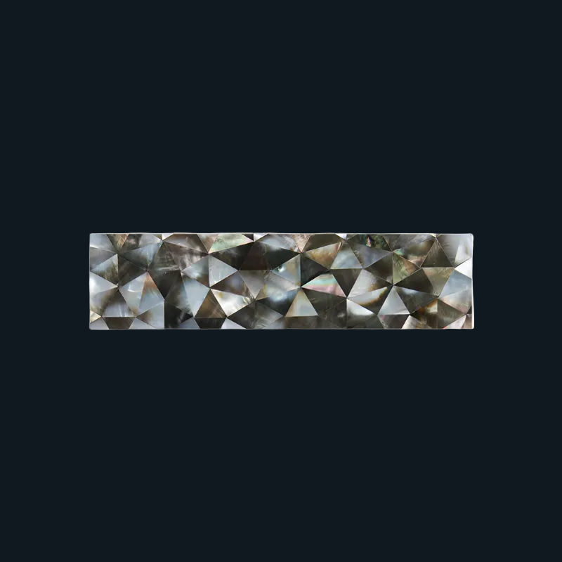 MOP107-300 - 300x75mm SOLID SHELL TILE - BLACK MOP - CRAZY - OCEAN SHELL STUDIOS