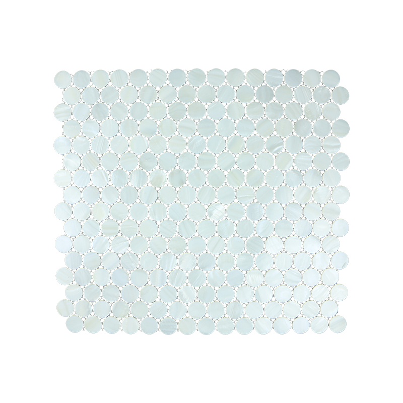 MS004-20 - SOLID SHELL MOSAIC TILE CIRCLE FRESHWATER MOP WHITE - OCEAN SHELL STUDIOS