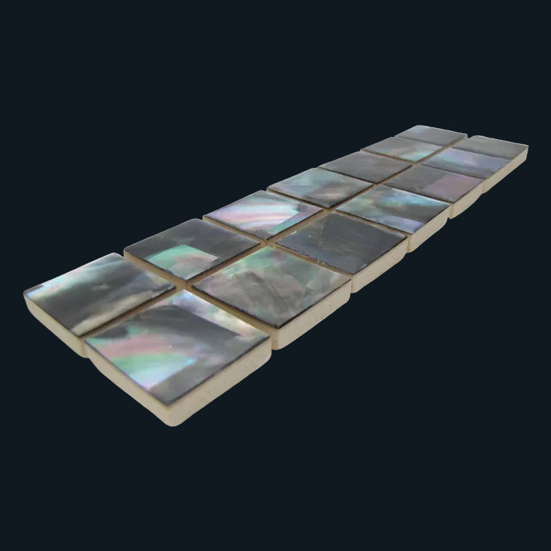 TBPM - 25x25mm (14pcs) SHELL VENEER TILE BLACK MOTHER OF PEARL - OCEAN SHELL STUDIOS