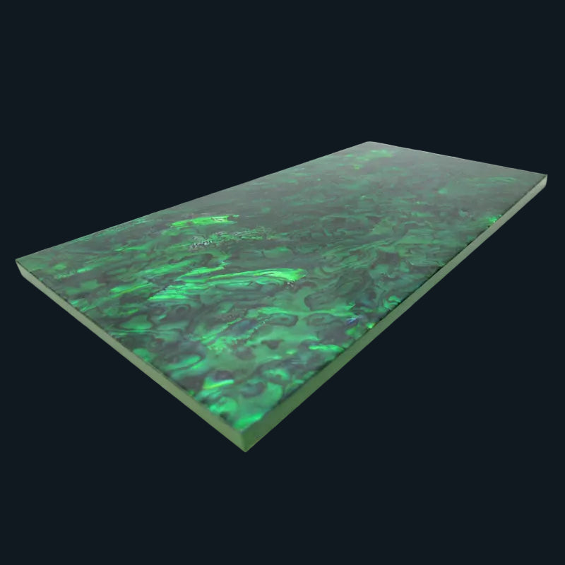 TG100 - 200x100mm SHELL VENEER TILE PAUA EMERALD GREEN - OCEAN SHELL STUDIOS