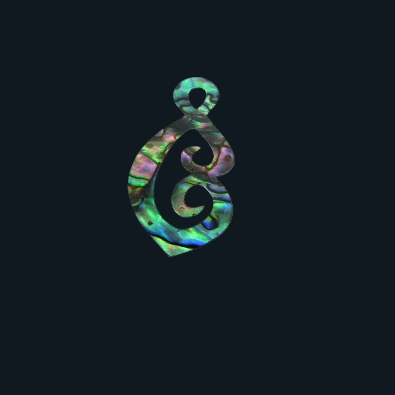 ZSPDKT - GLOSS PAUA VENEER SHAPE - DOUBLE KORU TEAR - OCEAN SHELL STUDIOS