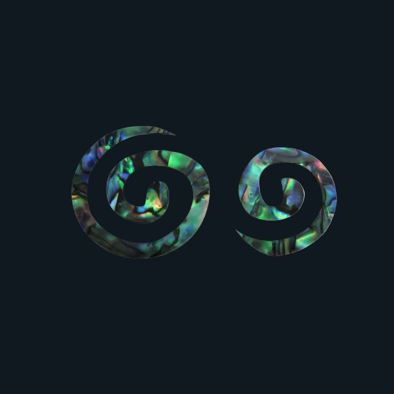 ZSPDS - GLOSS PAUA VENEER SHAPE - DOUBLE SPIRAL - OCEAN SHELL STUDIOS